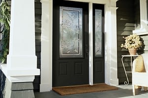 front door with decorative glass